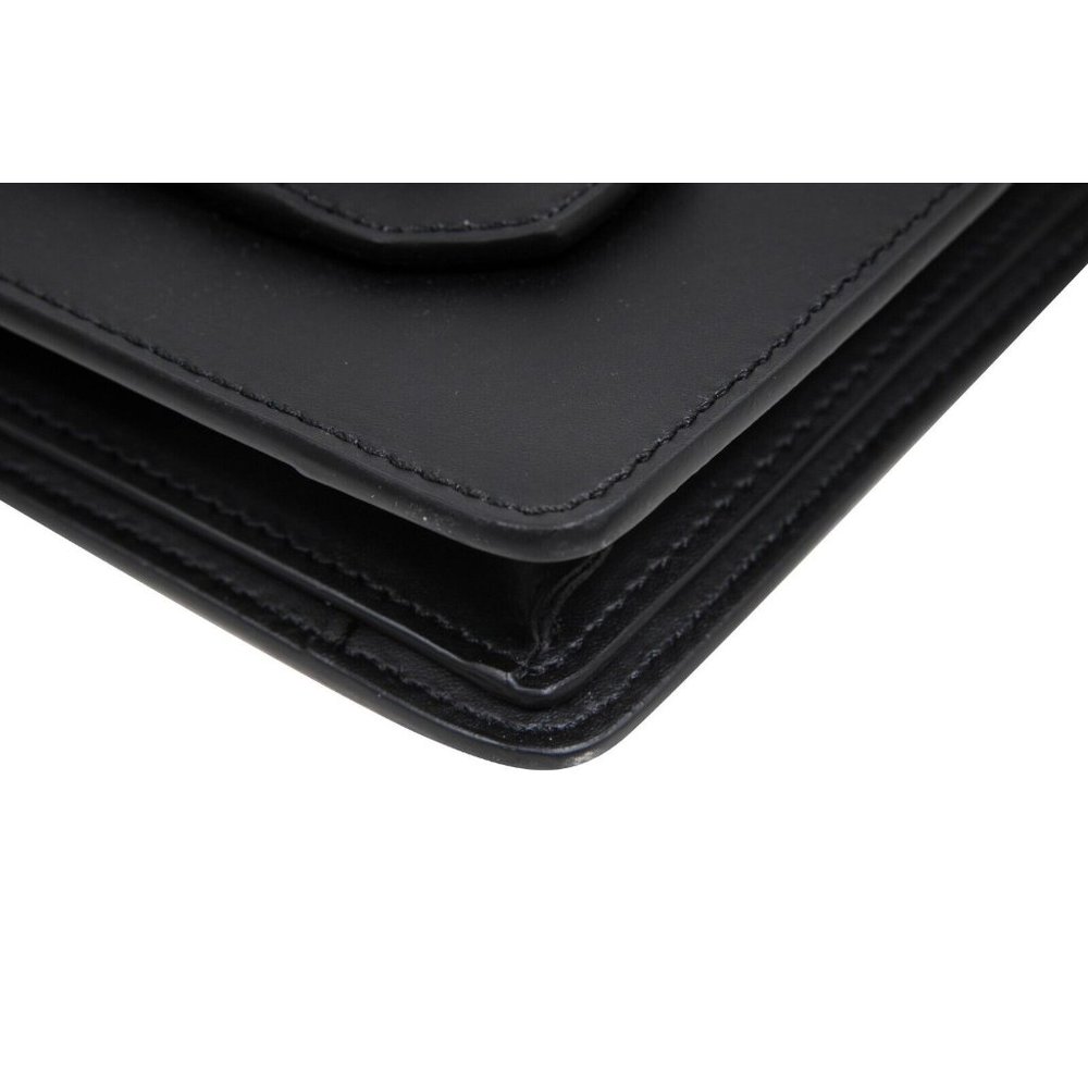 Fendi Womens Pouch Black Leather Brown FF Logo Clutch Mens Travel File Palladium - Picture 4 of 12